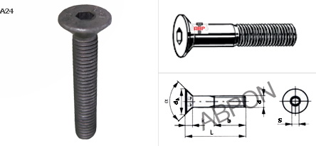 สกรูหัวจมเตเปอร์ดำ เกลียวมิล - หุน เกรด 10.9-12.9