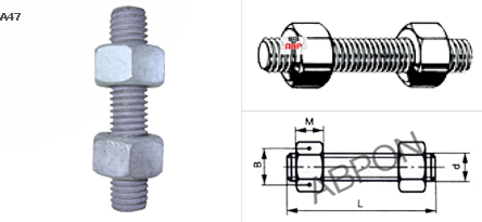 เกลียวตลอดเหล็ก ASTM A193 - B7 + 2หัวน๊อต ASTM A194 - 2H(H.D.G.)