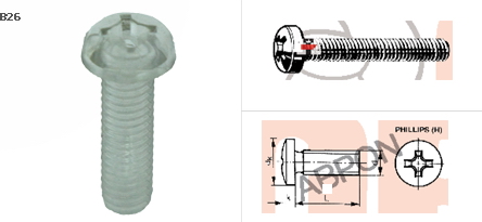สกรูหัวกลมแฉก JP+ พลาสติก P.V.C