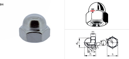 หัวน๊อตหมวก ชุบโครเมี่ยม