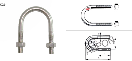 น๊อตตัวยู + 2หัวน๊อต สแตนเลส