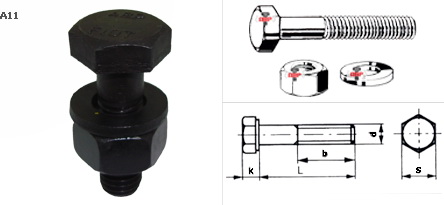 สกรูพร้อมน๊อตและ 1 แหวนอีแปะดำ A307 TYPE A หัวเล็ก